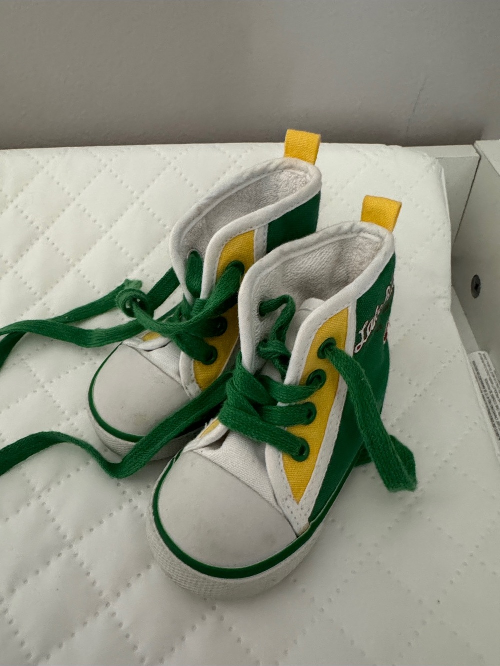 Kids Green and Yellow High-Top Sneakers